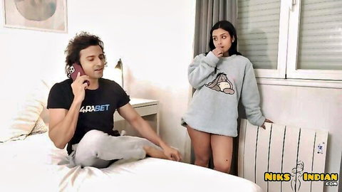 Indian bhabhi in short sweatshirt teases devar with big ass and mouth