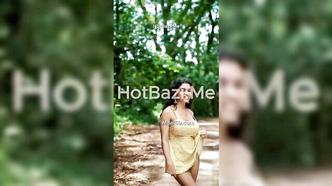 Resmi R Nair sexy outdoor pose in yellow dress, steamy pee session tease