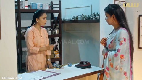 Two Indian women in traditional attire in steamy Hindi erotica scene