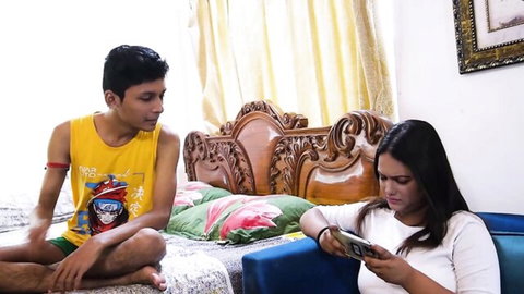 Indian step-sister-in-law and brother-in-law tease intimately on bed