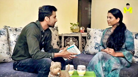 Indian English teacher with big tits in seductive couple scene, Hindi series S01E01