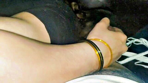 Seductive Punjabi Indian girl with bangles in intimate doctor play pose