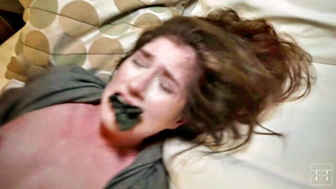 Gagged brunette exposed and teary in intense discipline scene