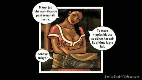 Savita Bhabhi topless in red blouse showing cleavage