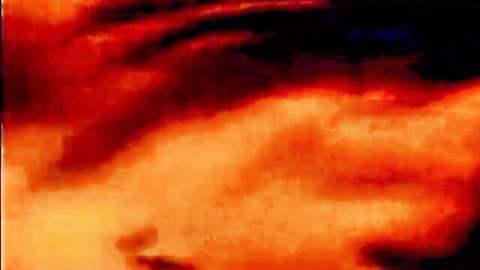 Blurry amateur self-shot JAV thumbnail with red tones and abstract curves